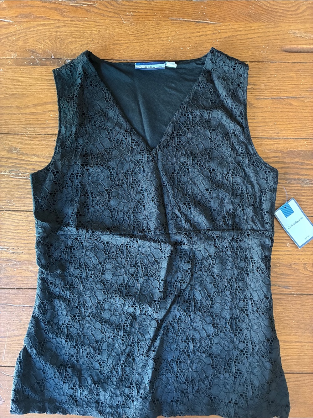 croft & barrow Black Lace V-Neck Sleeveless Tank